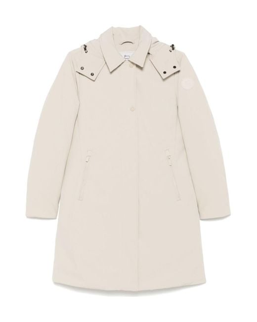 Woolrich White Hooded Padded Parka
