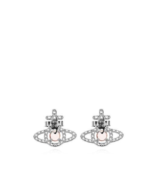 Vivienne Westwood White Saturn Earrings