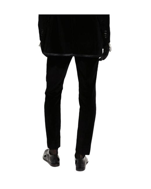 Dolce & Gabbana Black Tailored Velvet Tuxedo Pants