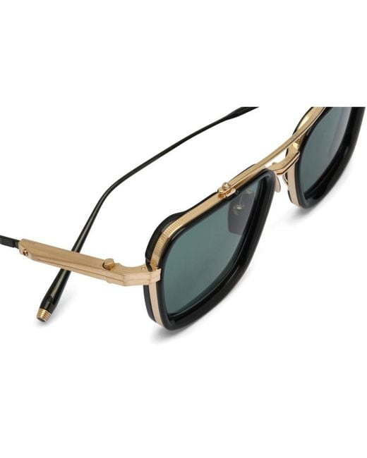Akoni Green Solis Geometric-Frame-Detail Sunglasses for men