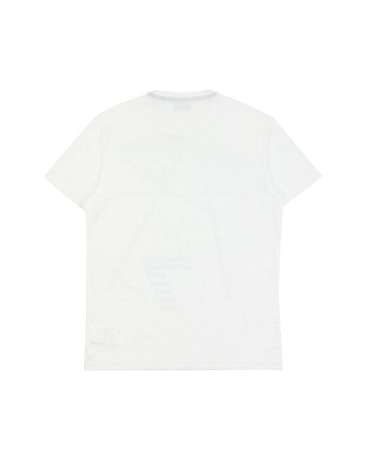 EA7 White Logo Printed T-Shirt With Round Neck for men