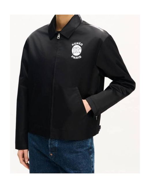 KENZO Black Paris Emblem' Zipped Coach Jacket for men