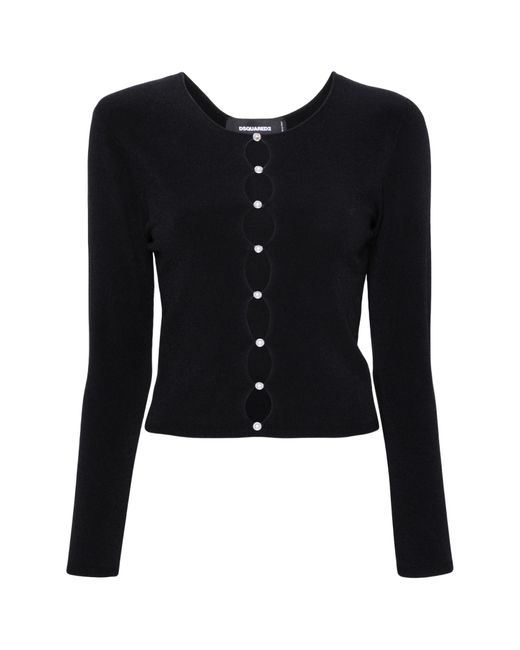 DSquared² Black Cut-Out Detailed Long-Sleeved Cardigan