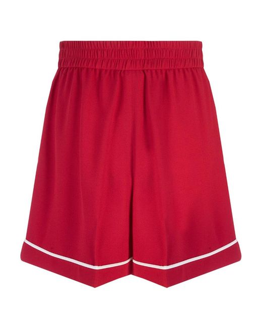 RED Valentino Red High Waist Contrasting Trim Shorts