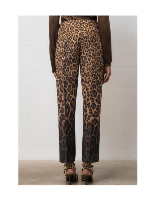 Valentino Brown Leopard-Print High Waist Pants