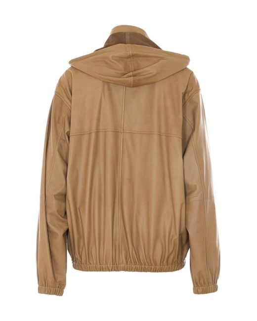 Auralee Brown Long-Sleeved Leather Jacket