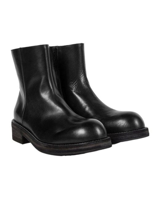 Ann Demeulemeester Black Round-Toe Zip Boots for men