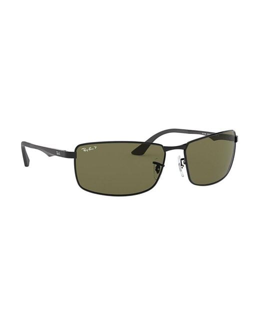 Ray-Ban Green Rb3498 Rectangular Frame Polarised Sunglasses for men