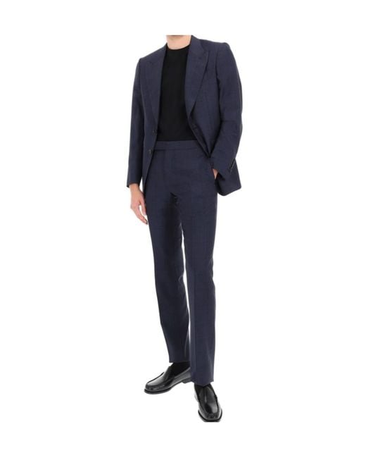 Tom Ford Blue Check Two-Piece Suits for men