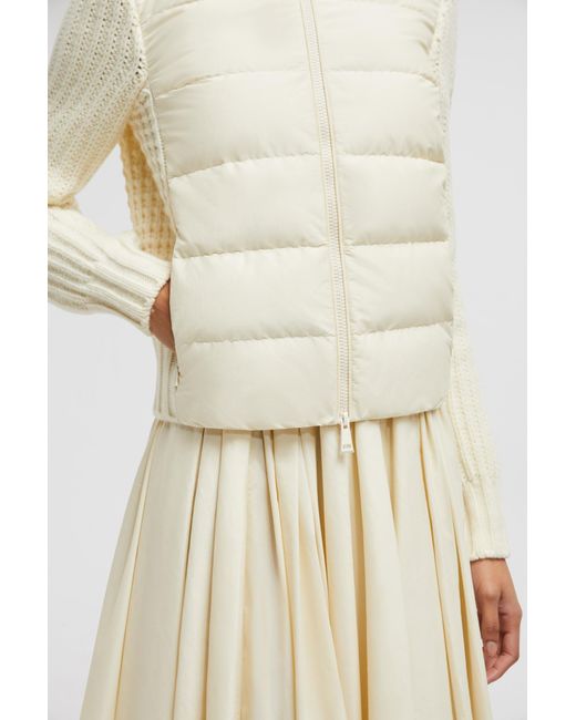 Moncler White Zip-Up Padded Knit Cardigan