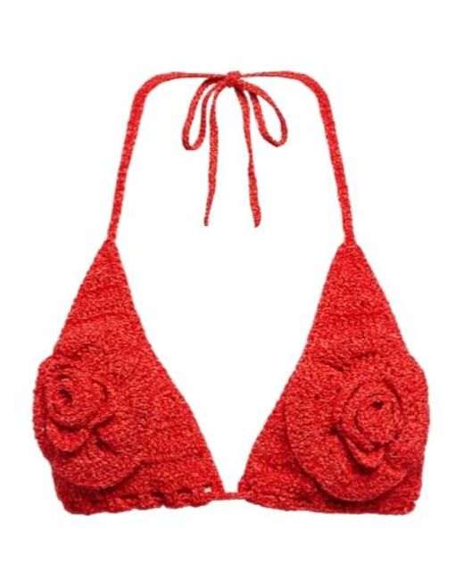 Magda Butrym Red Knit Bikini Top