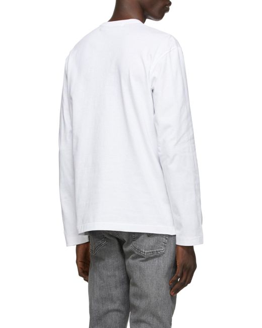 COMME DES GARÇONS PLAY White Comme Des Garçons Play Overlapping Hearts Logo Embroidered Long-Sleeved T-Shirt for men