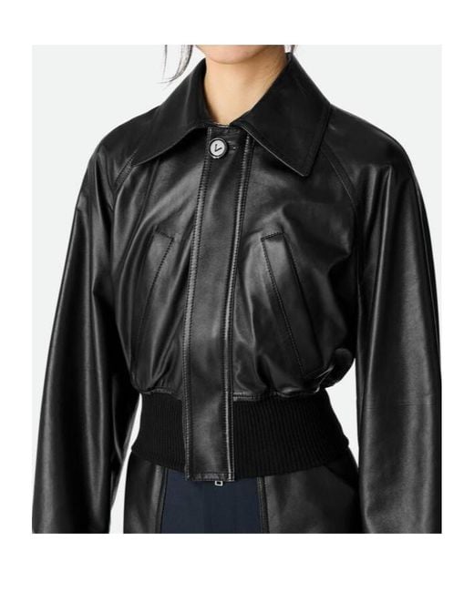 Bottega Veneta Black Zip-Up Slim Fit Leather Jacket