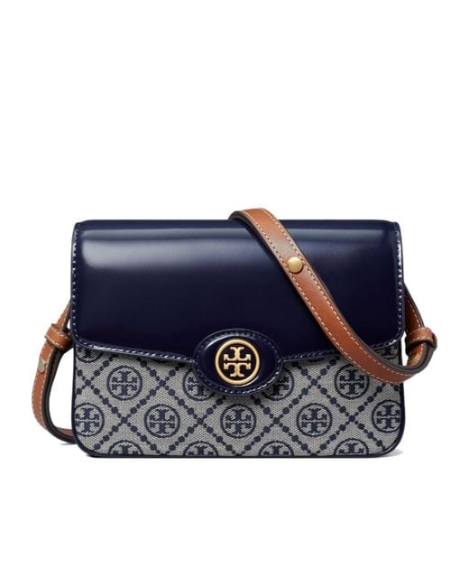 Tory Burch Blue Robinson Monogram-Pattern Shoulder Bag