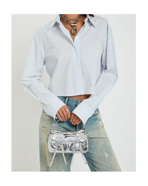 Acne Multipocket Micro Metallic Leather Top Handle Bag