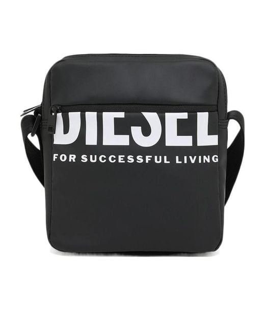 DIESEL Black Logo-Print Messenger Bag for men