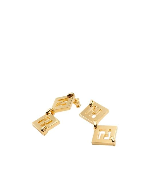 Fendi Metallic Forever Logo Plaque Earrings
