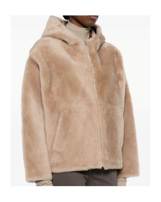 Yves Salomon Natural Hooded Shealing Jacket