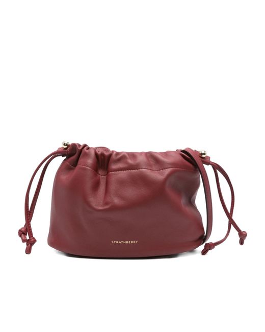 Strathberry Red Charlotte Drawstring Calf-Leather Cross Body Bag