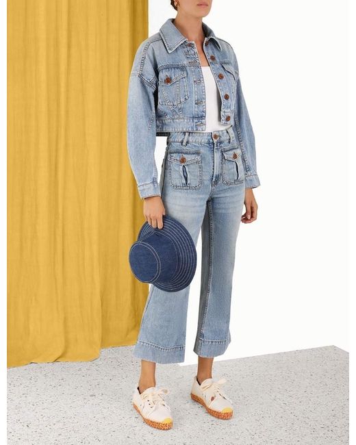 Zimmermann Blue Cropped Flared Jeans