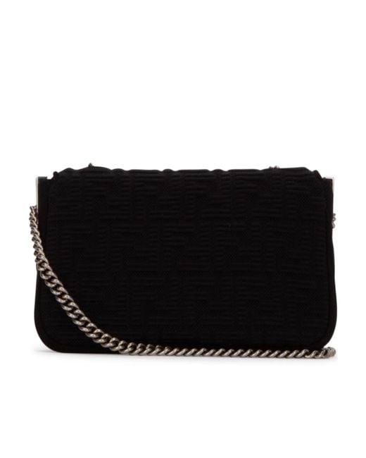 Fendi Black Baguette Medium Logo Shoulder Bag