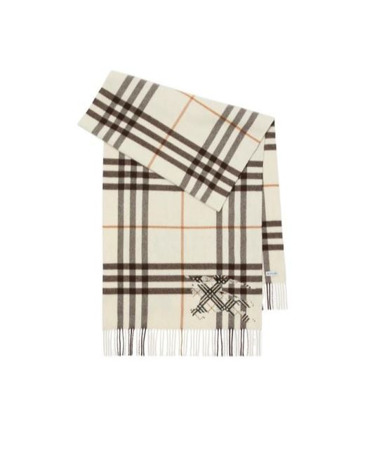 Burberry White Wide Cross Stitch Ekd Check Scarf