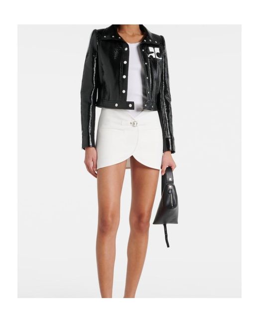 Courreges Black Reedition Cropped Vinyl Jacket