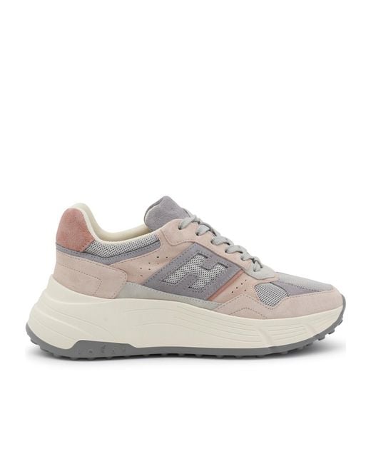 Hogan Gray Panelled Lace-Up Sneakers