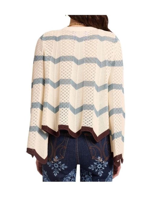 LaDoubleJ White Chevron-Knit Scalloped-Edge Knit