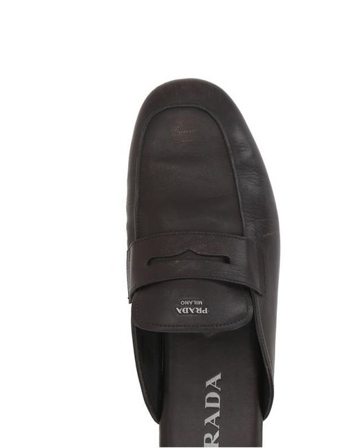 Prada Brown Logo-Detailed Slip-On Mules for men