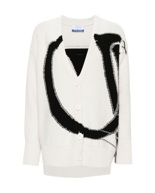 Off-White c/o Virgil Abloh Black Logo Detailed V-Neck Cardigan