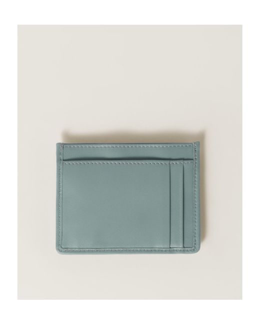 Miu Miu Blue Portacarte In Nappa Matelassé