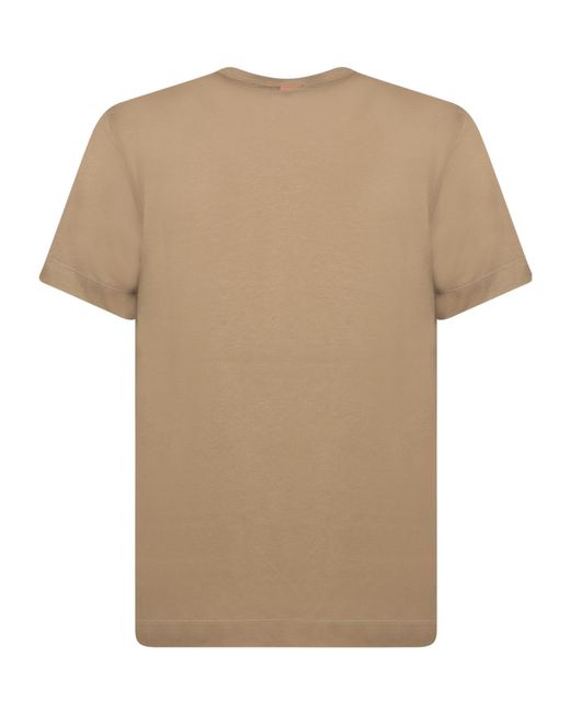 Zegna Natural Logo Embroidered Crewneck T-Shirt for men