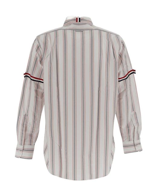 Thom Browne White Stripe Detailed Button-Up Shirt for men