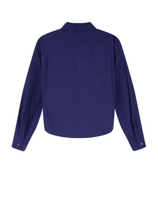 Aspesi Blue Cropped Poplin Shirt