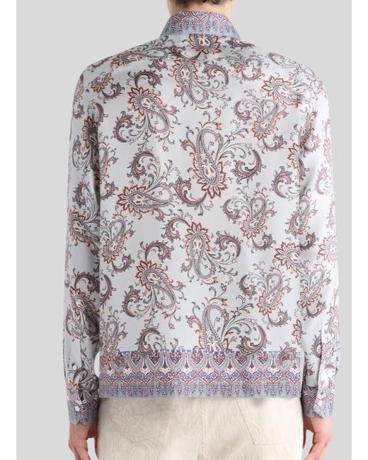 Etro Multicolor Paisley Border Print Shirt for men