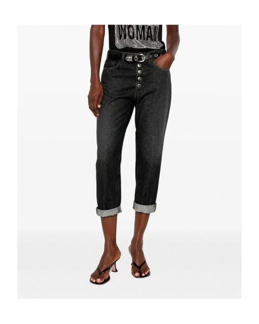 Dondup Gray Koons Button-Fly Turned-Up Jeans