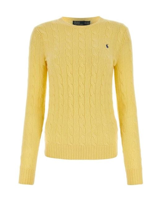 Polo Ralph Lauren Yellow Polo Pony Cable-Knit Jumper