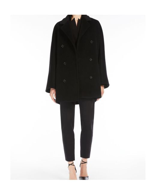 Max Mara Black Rebus Double-Breasted Coat