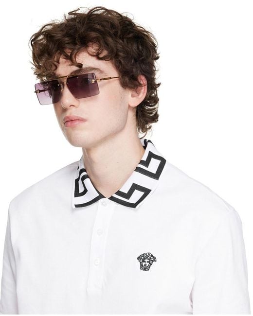 Versace Multicolor Gradient Rectangle-Frame Sunglasses for men