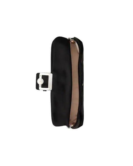Roger Vivier Black Effrolessons Embellished Foldover Top Clutch Bag