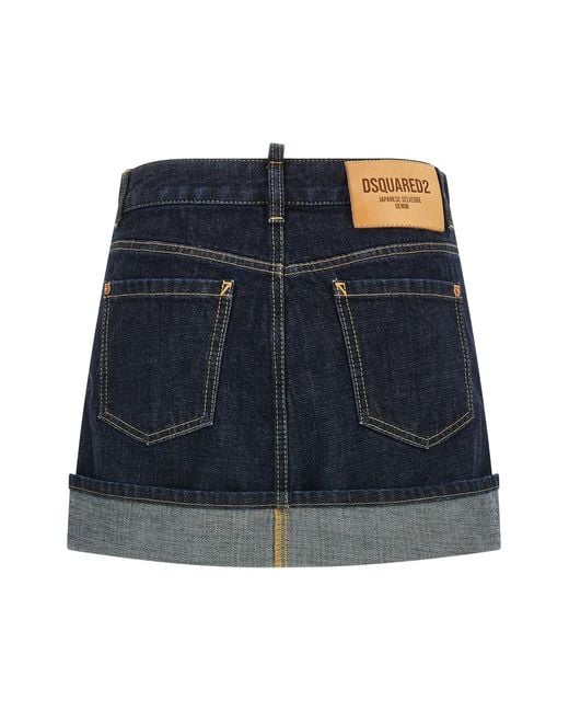 DSquared² Blue Logo Detail Denim Skirt