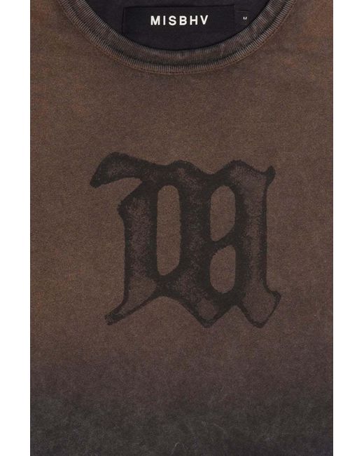 M I S B H V Brown Sunrise Washed Signature T-Shirt for men