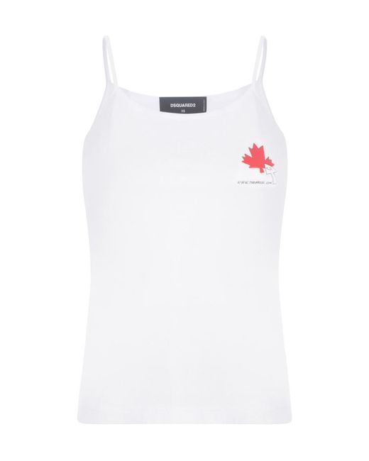 DSquared² White Dsquared 2 Logo Print Vest Top