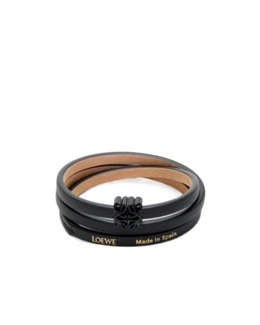 Loewe White Anagram Triple-Wrap Leather Bracelet