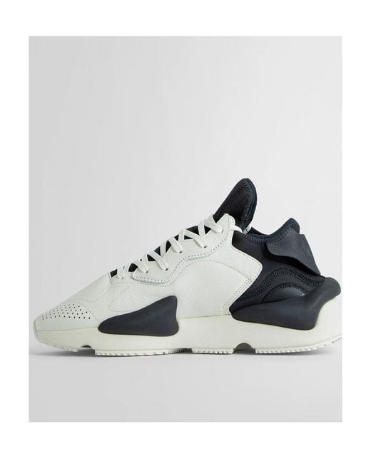 Y-3 White Kaiwa Panelled Leather Sneakers for men