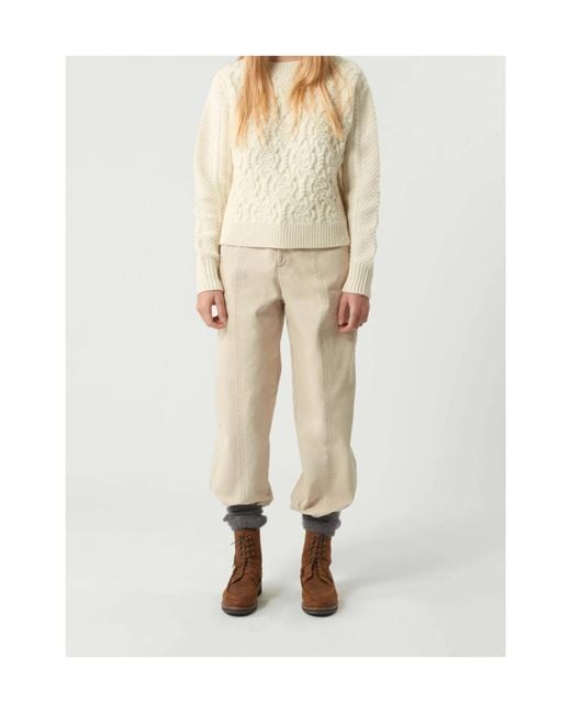 Soeur White Ribbed Crew Neck Sweater