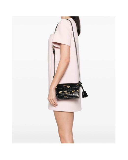 Moschino Black Logo-Stamp Cross Body Bag
