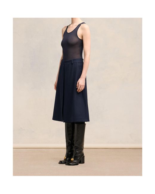 AMI Blue Paneled Knee-Length Shorts