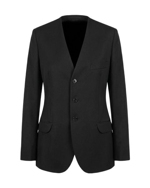 Jil Sander Black Collarless Single-Breasted Blazer